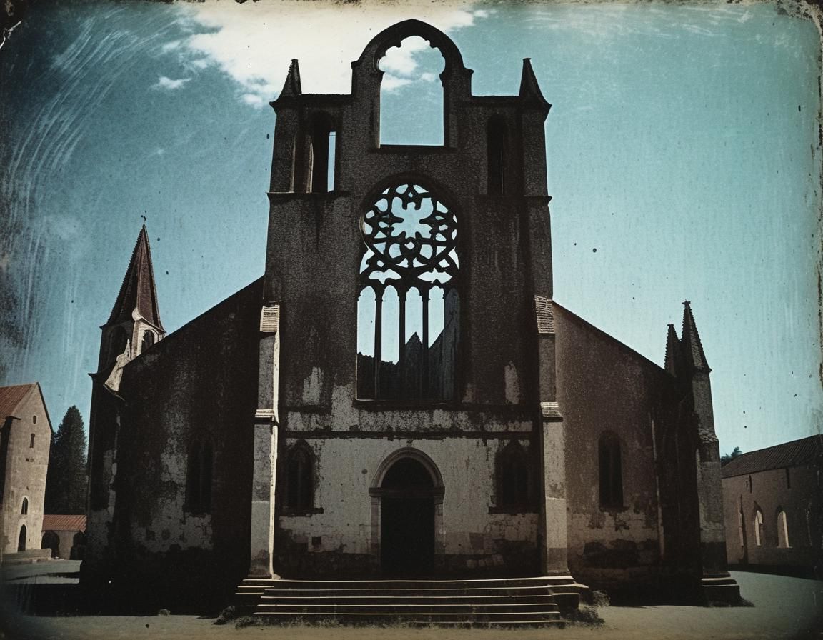 Monochrome Lith Print of Monastery Dissolution