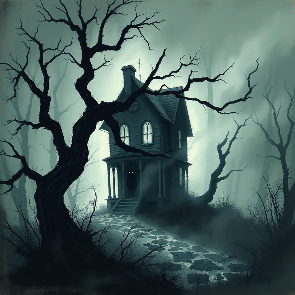 Foreboding Haunted House in Misty Forest