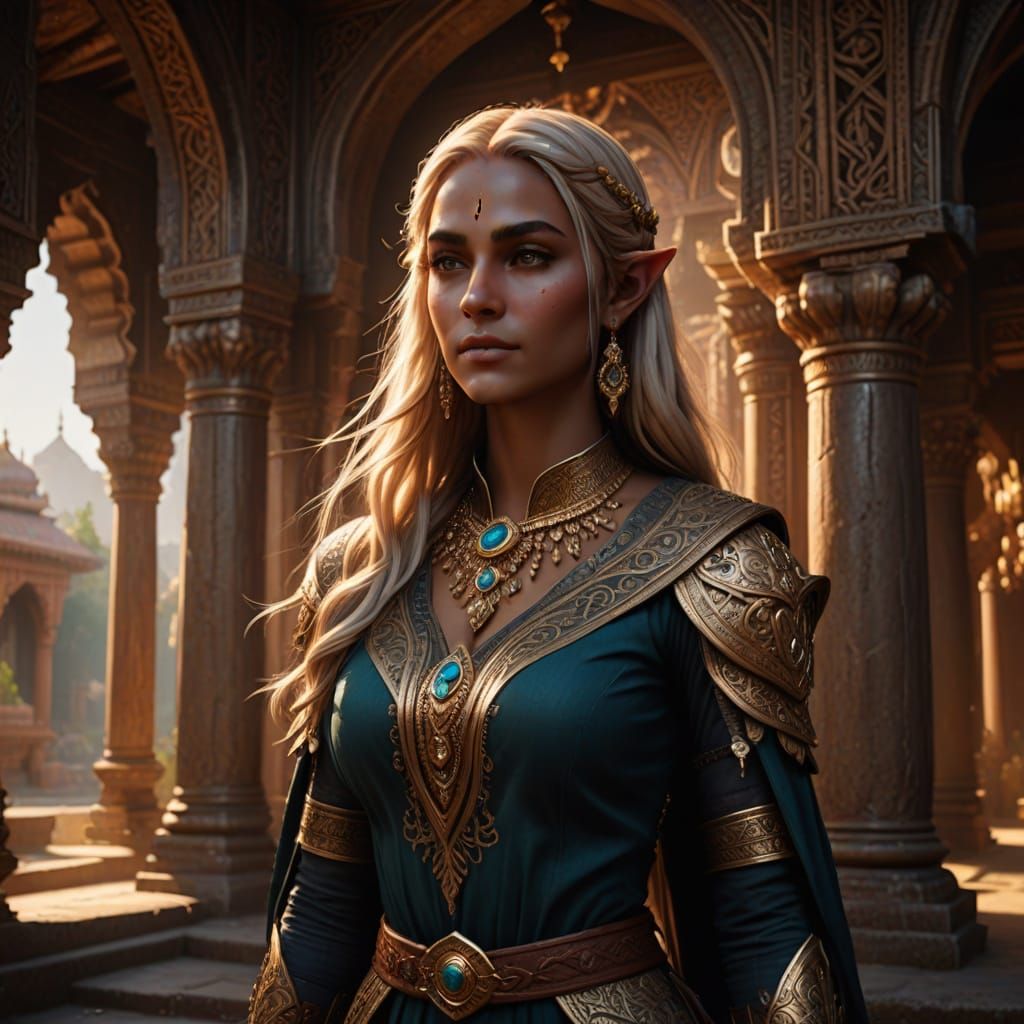 Elegant Indian-Inspired Fantasy Elf in Exquisite Detail
