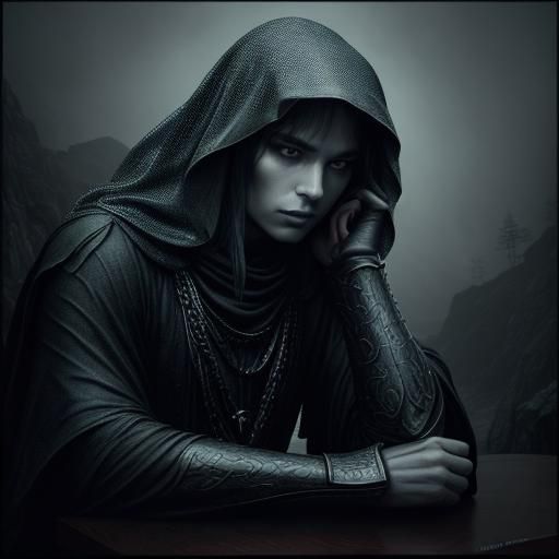 Otter Warrior in Dimly Lit Bar: Dark Fantasy Portrait