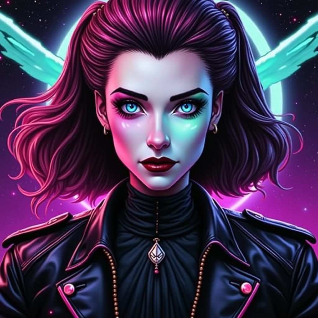 Glowing Neon Vampire Blasts Off into Space