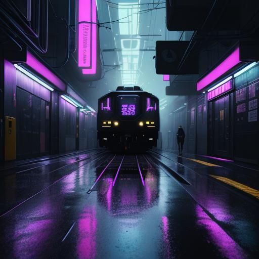 Futuristic AI Train Speeds Through Neon Tokyo