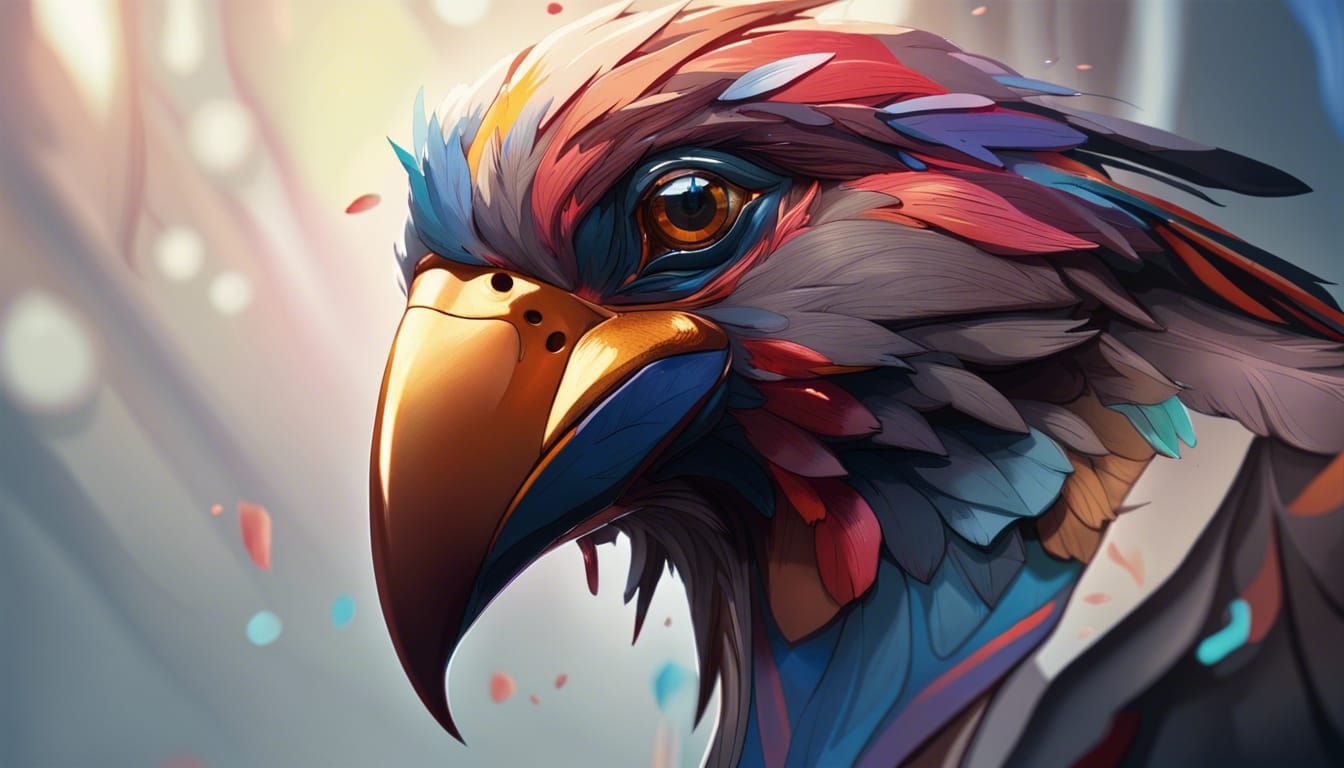 Detailed Bird Portrait in Digital Art Style