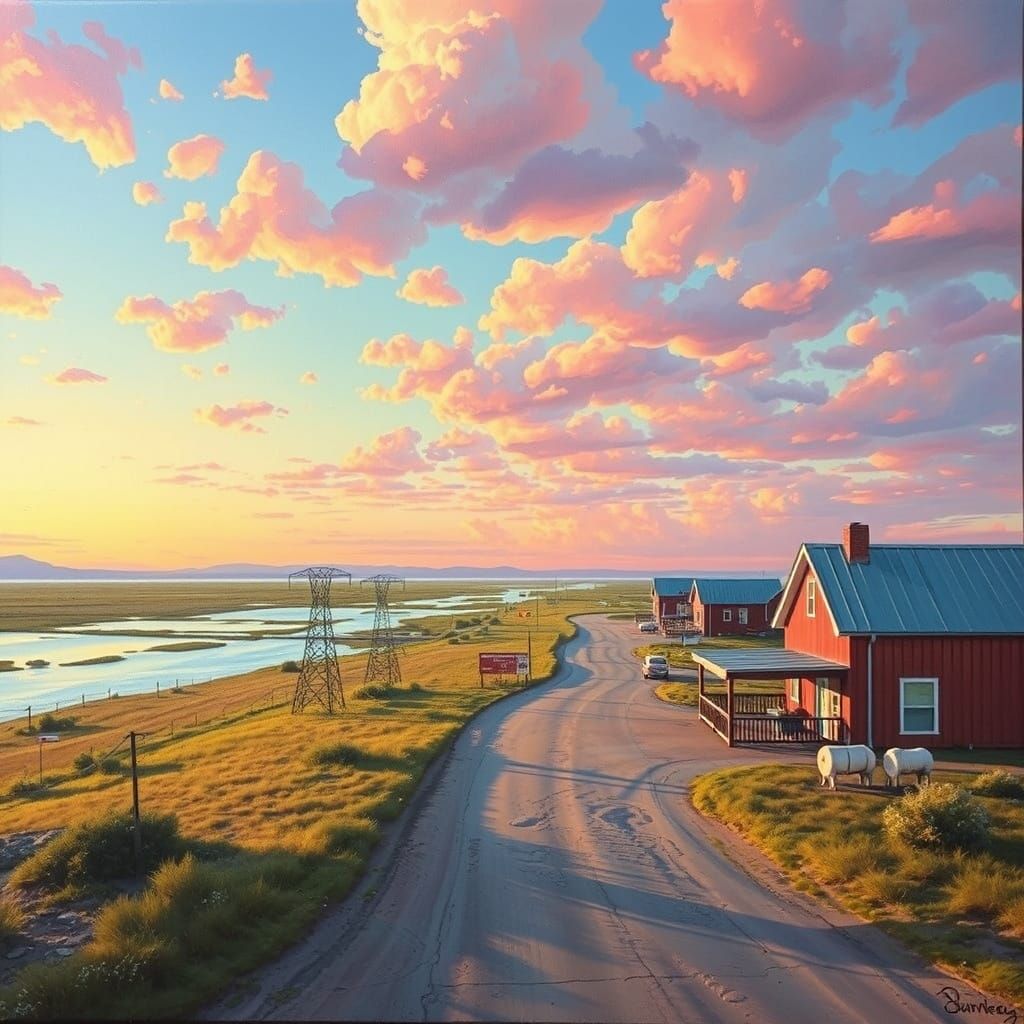 Vivid Surreal Landscape Oil Painting to the Horizon