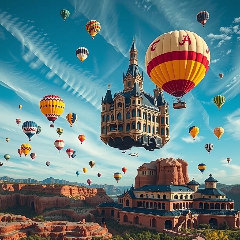 Surreal Bavarian Palace Soars Among Vibrant Clouds and Whims...