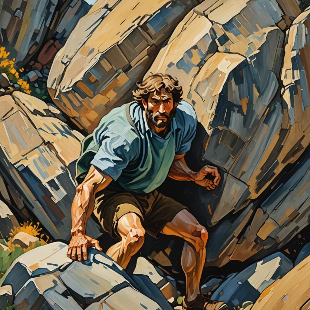Sisyphus's Gouache Portrait in Impressionist Style