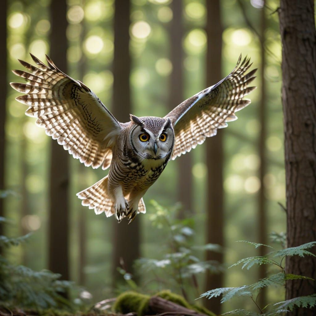 Moonlit Owl in Flight