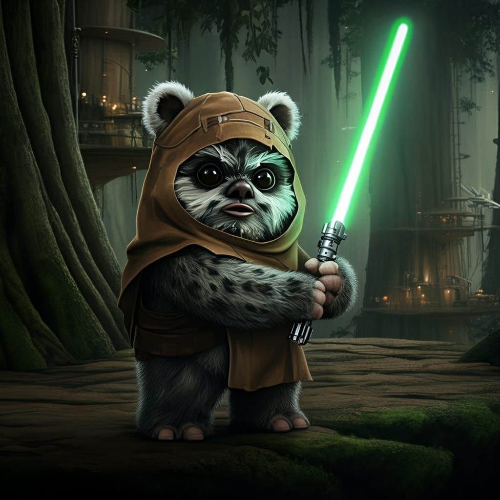 Ewok Jedi Knight in Hyper-Detailed CGI