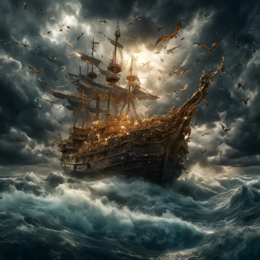 Magical Airships Soar Over a Giant Whirlpool