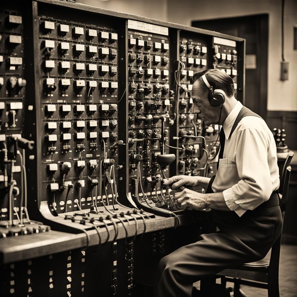 1950s Telephone Switchboard with Operators