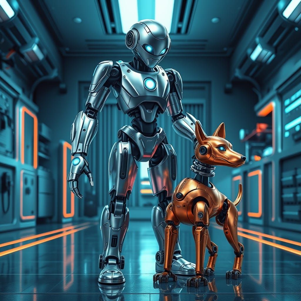 Futuristic Robot ELECTRO and Robot Dog SPARKO