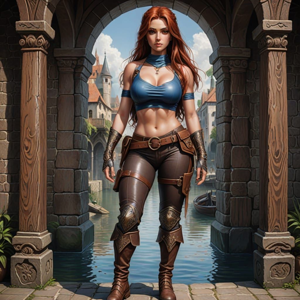 Realistic Female Warrior in Medieval Attire