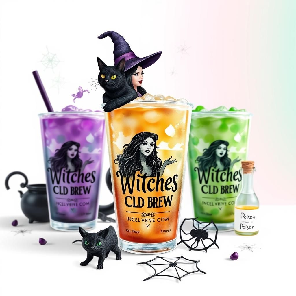 Witches Cold Brew: Coffee Art in 3D Digital Style