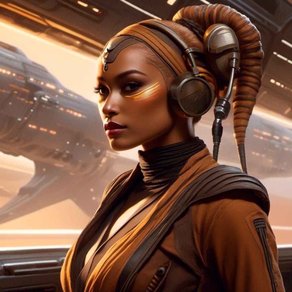Twi'lek Smuggler Aboard Starship in Space
