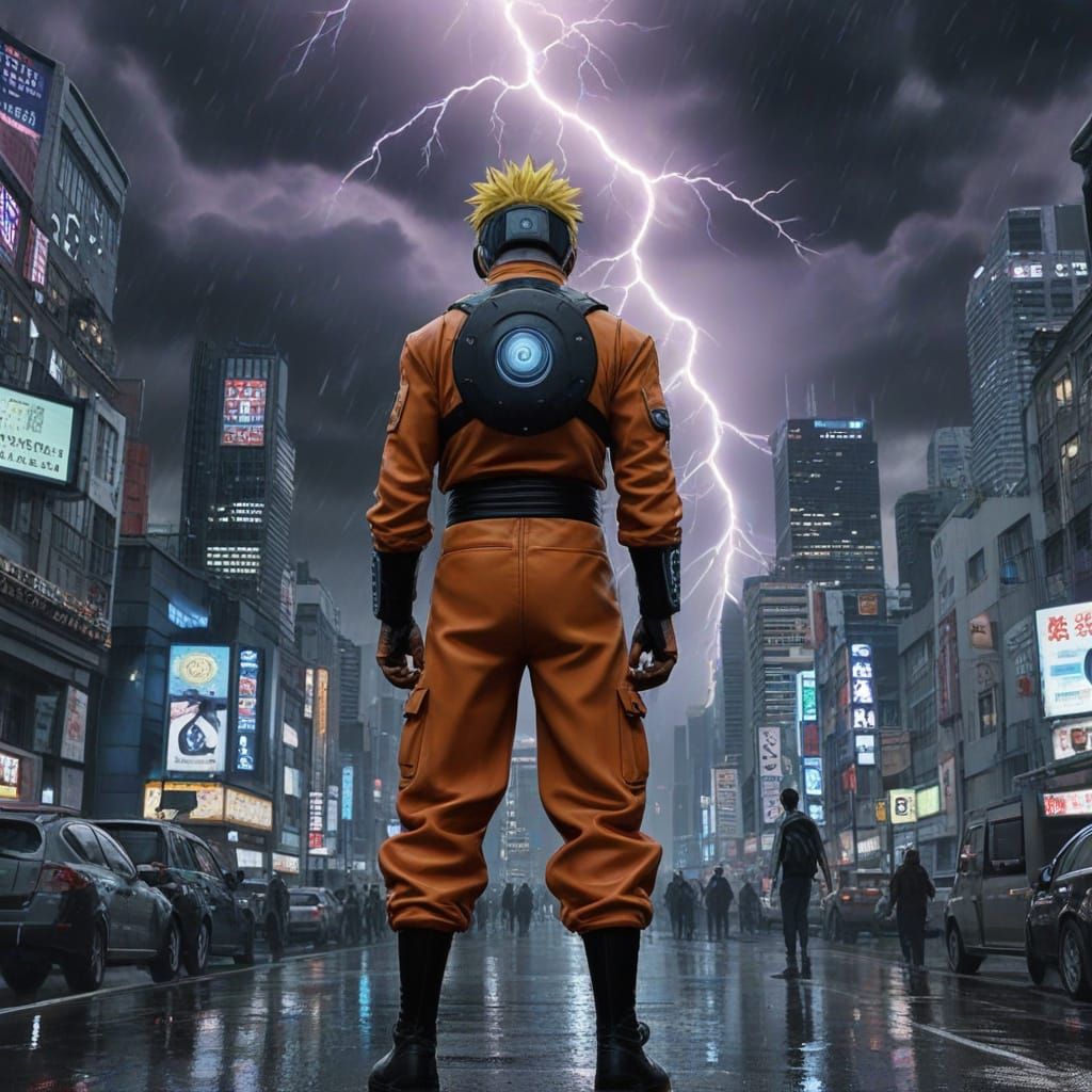 Cyborg Naruto in Neo Tokyo Time Portal