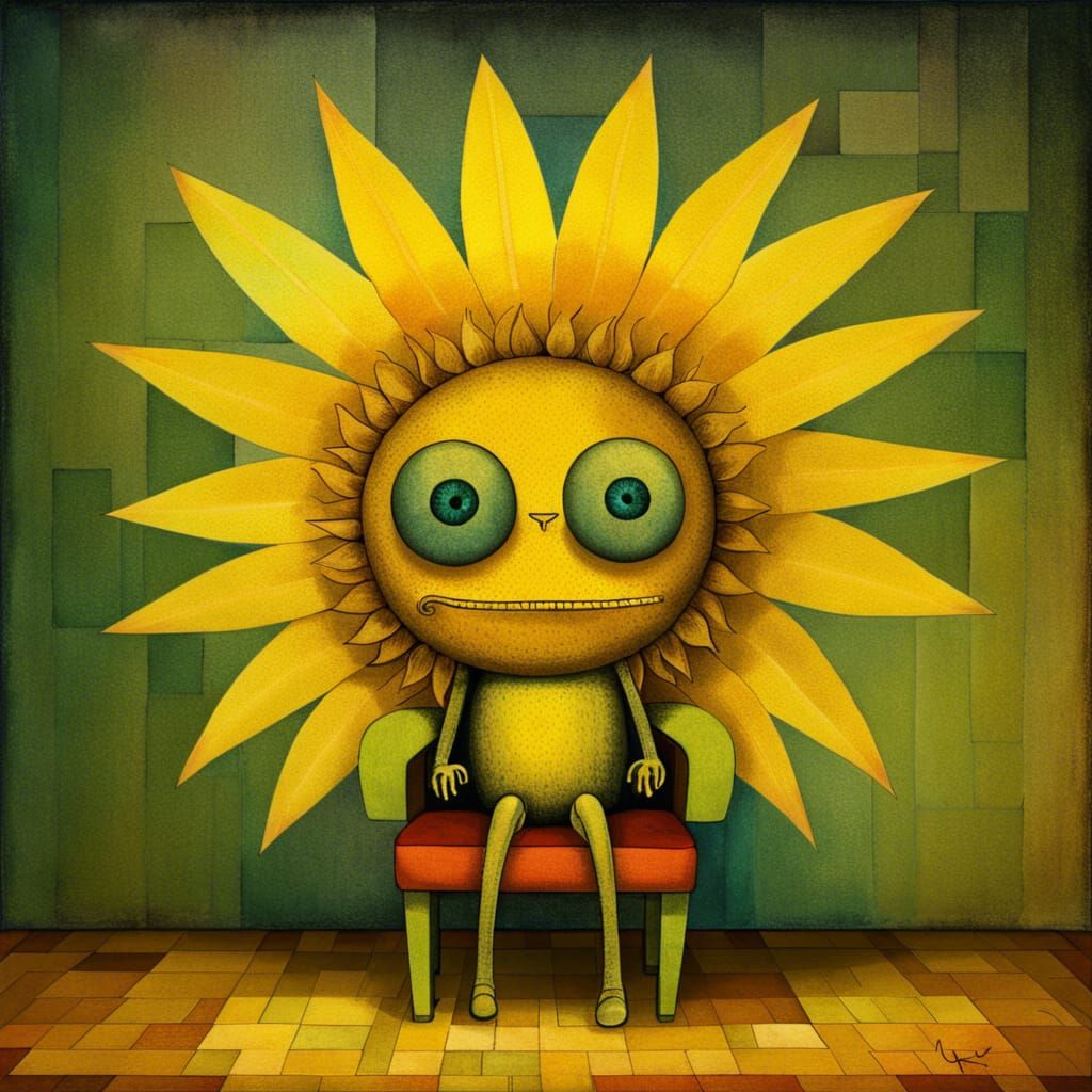 Anthropomorphic Sunflower Character Illustration