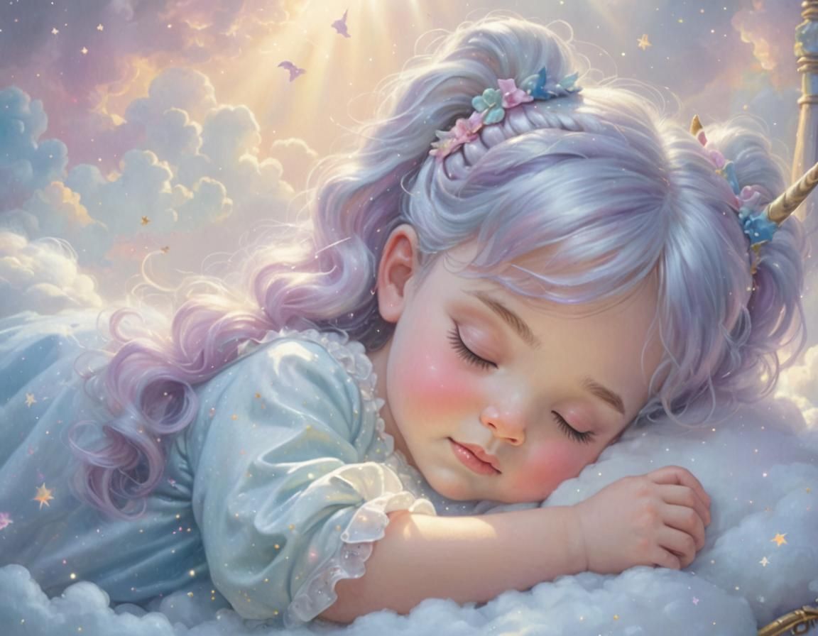 Unicorns Dancing Around Sleeping Child: Ethereal Fantasy