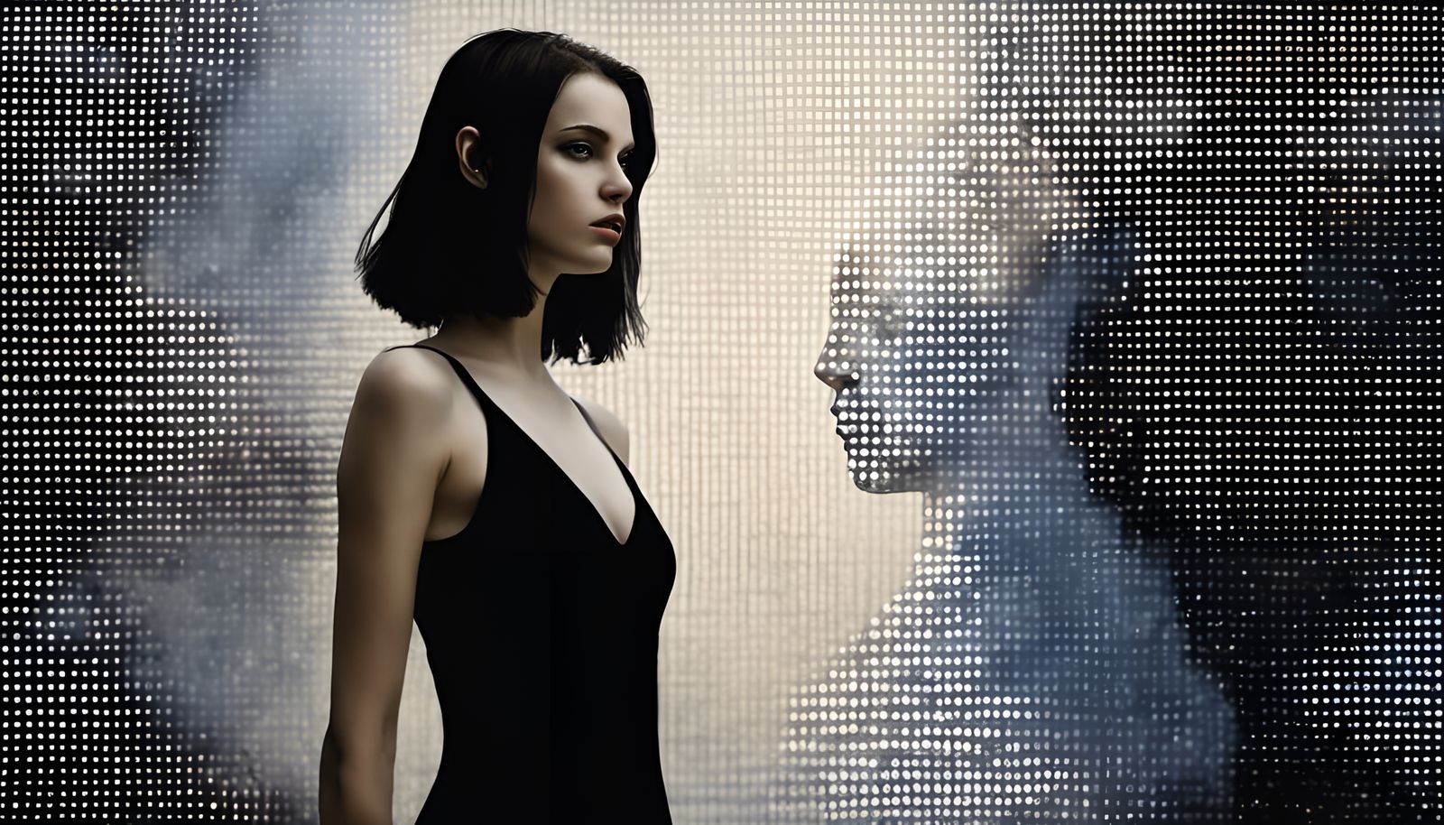 Brunette Woman's Anticipatory Walk: A Detailed Geometric Pai...