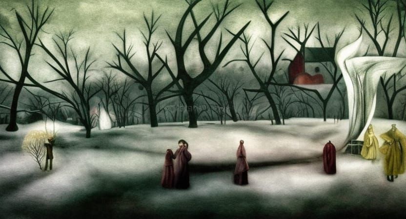 Magical Winter Farm: Surrealist Dreamscape