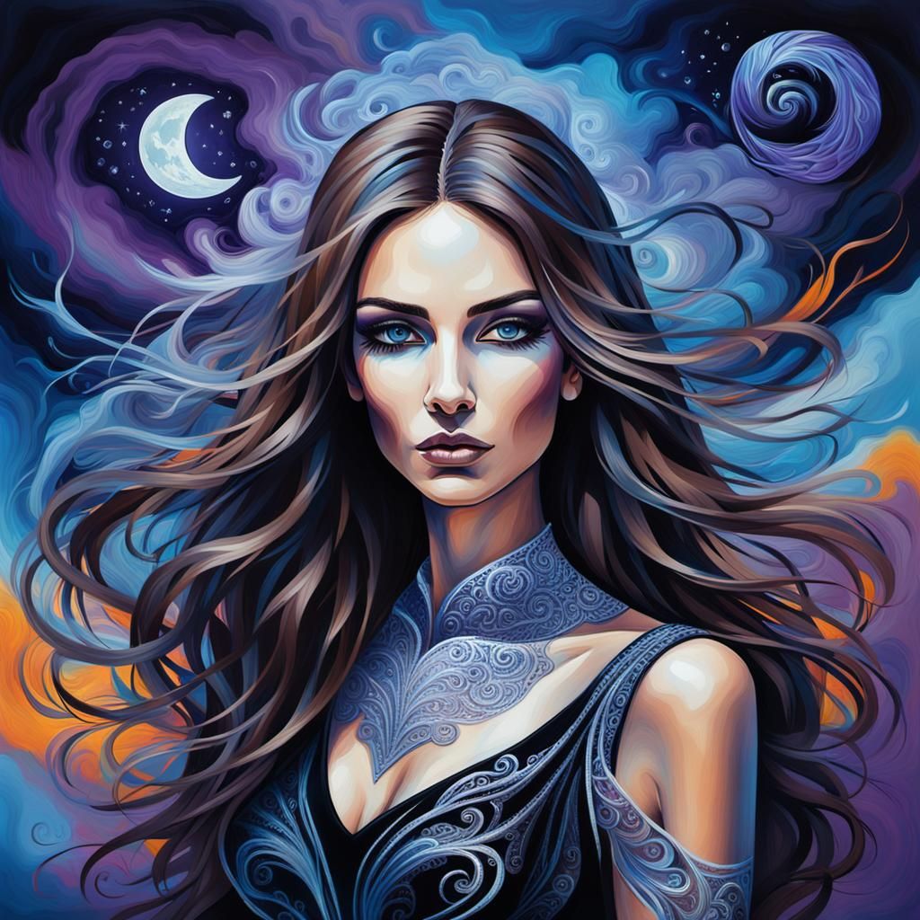 Mysterious Woman Portrait in Van Gogh Style