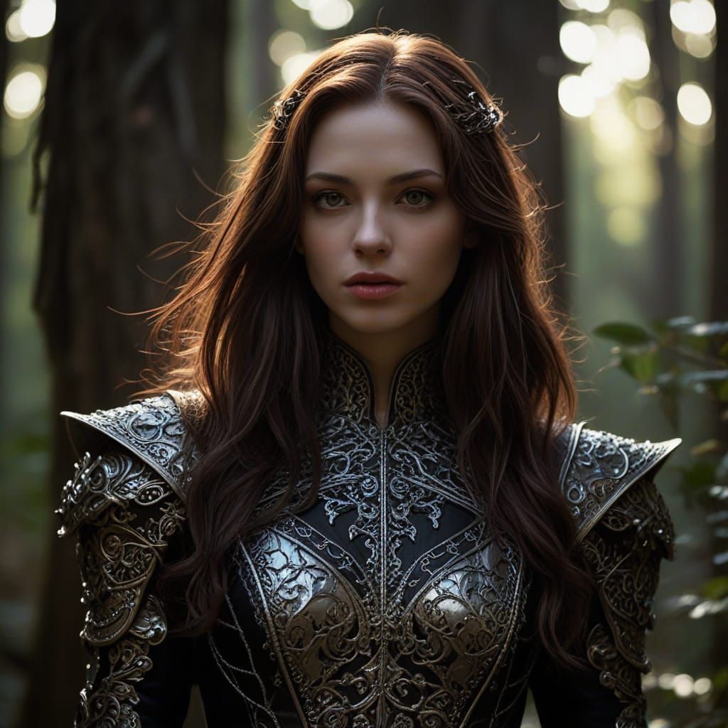 Gothic Vampire Goddess in Mysterious Bronze Armor