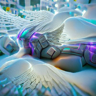 Fallen Angel in Futuristic Sci-Fi Matrix