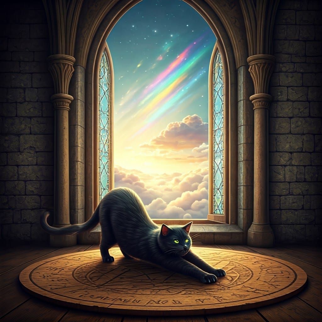 Black Cat's Mischief on Magical Sign