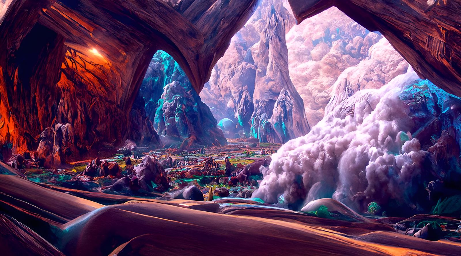 Cosmic Fractal Cave: A Digital Matte Painting