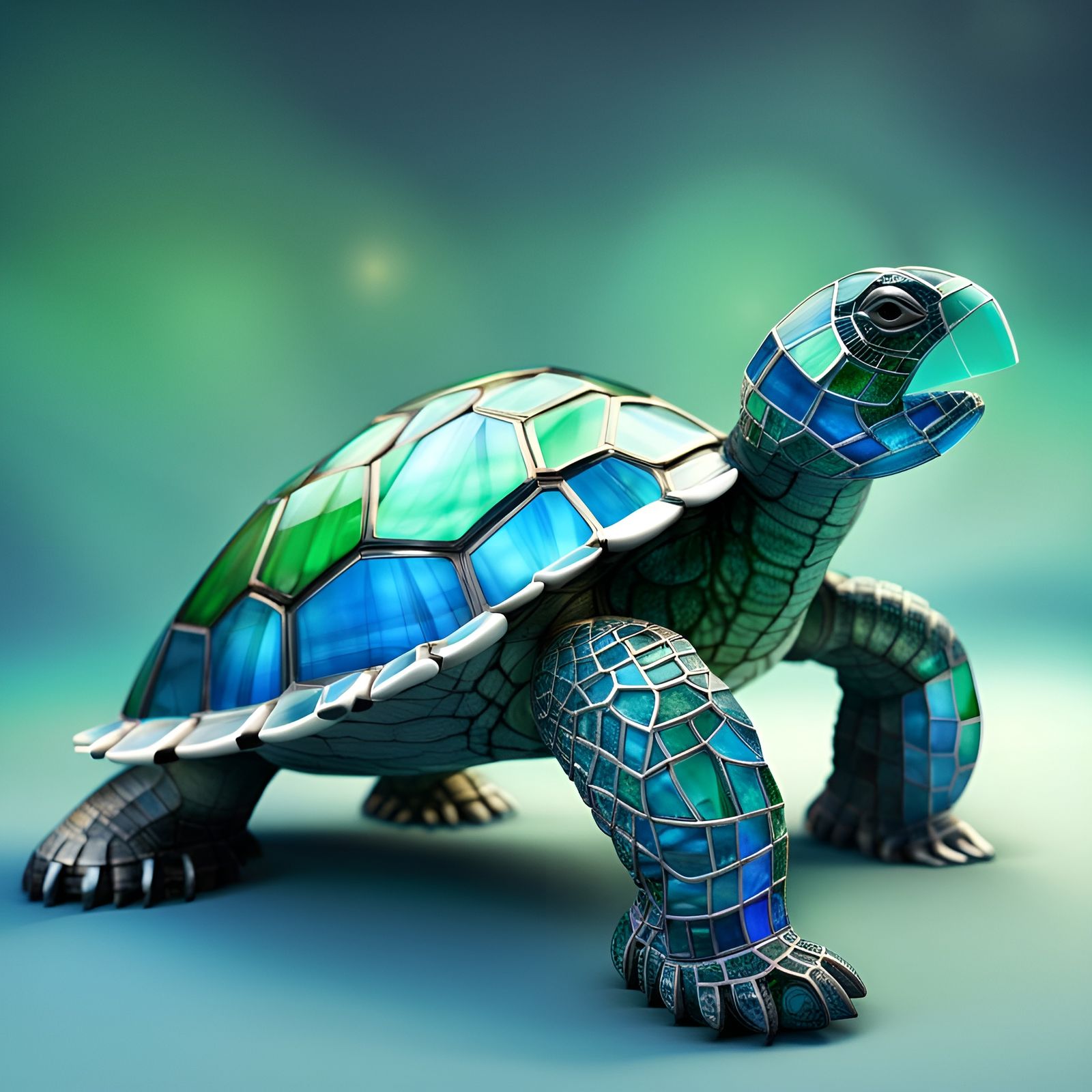 Recycled Glass Turtle with Volumetric Lighting