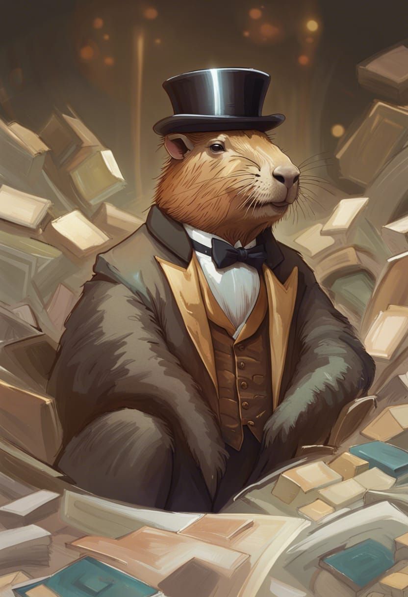 Capybara Portrait in Suit, Digital Art