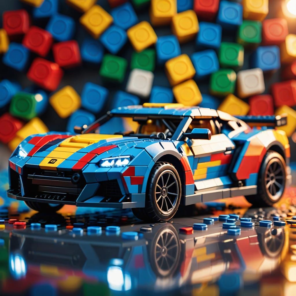 Lego Brick Supercar Concept Art in 4K