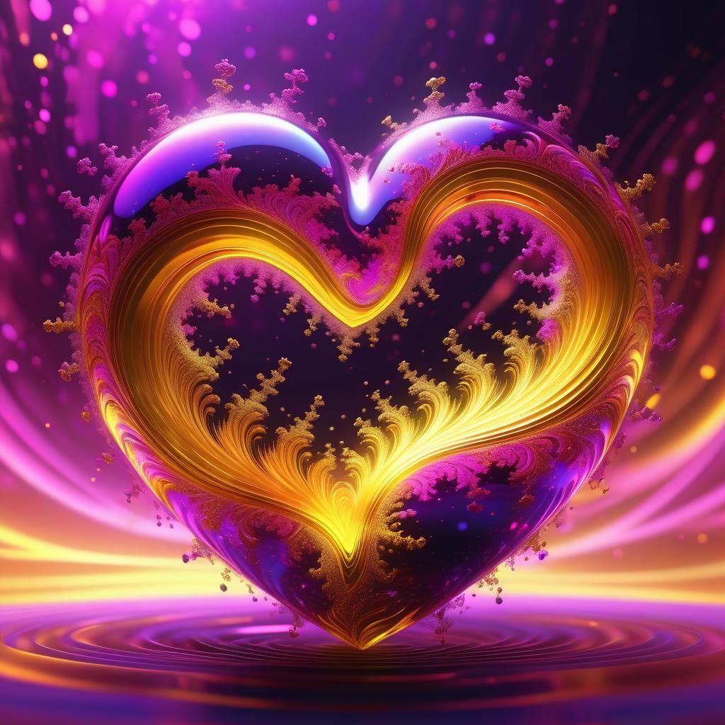 Radiant 3D Heart with Fractal Patterns