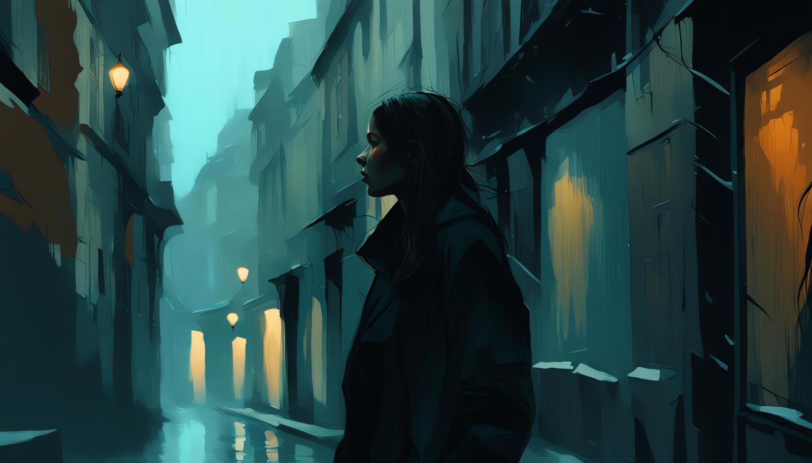 Rainy Parisian Alleyway Street Art