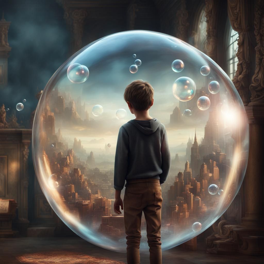 Boy Contemplates Memory in a Bubble