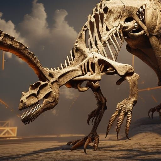 Dinosaur Skeleton in 3D Game Cinematic Style