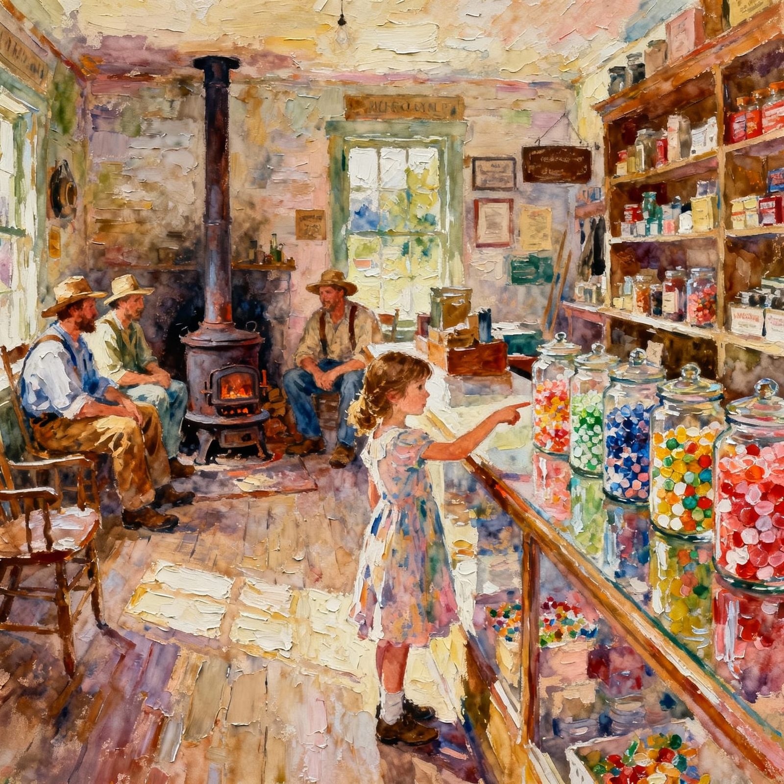 Child Chooses Candy in Charming General Store