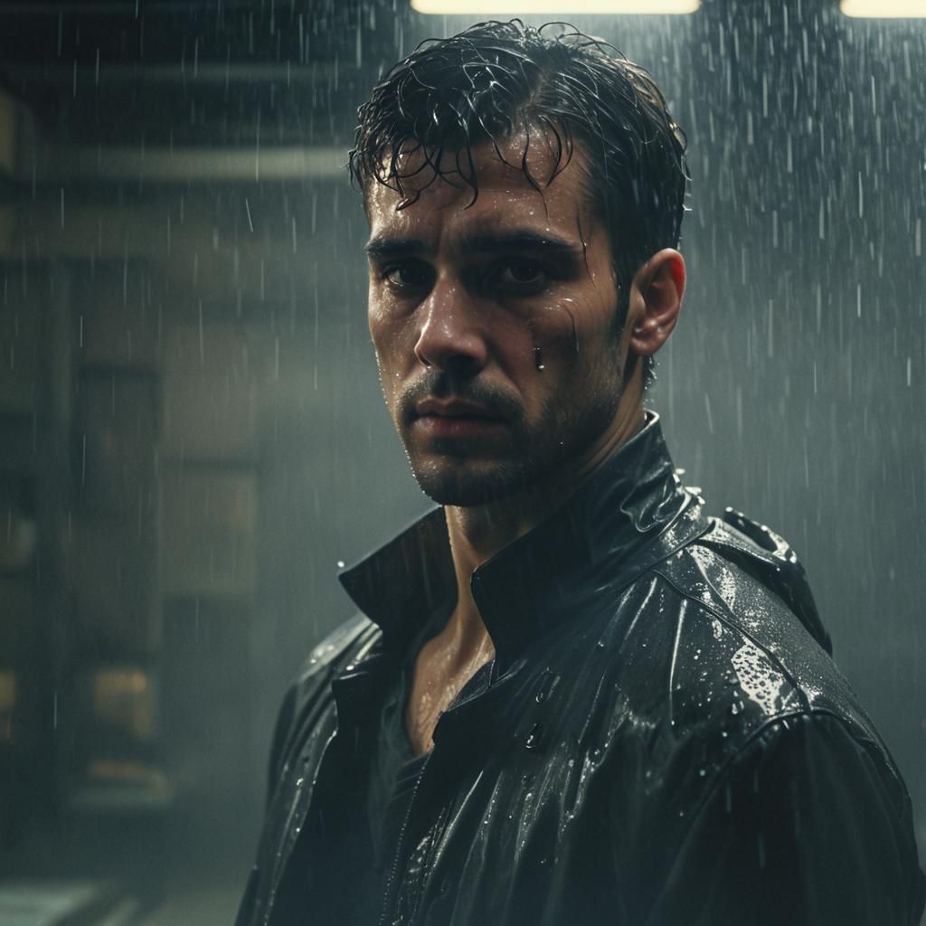 Moody Film Still of Man in Dimly Lit Room