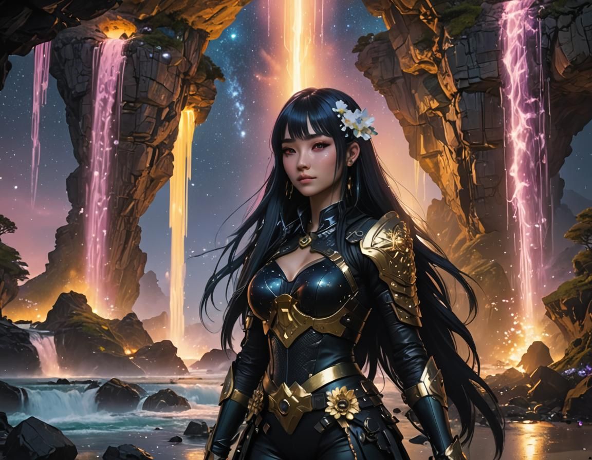 Fairy Pools Meet Cyberpunk Gothic in Starry Night