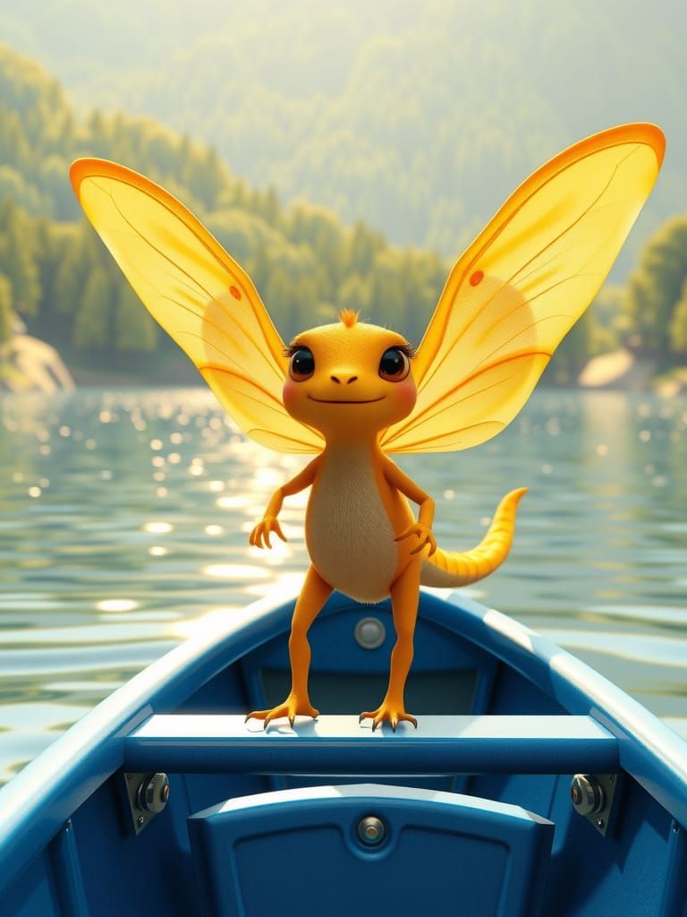 Serene Dragonfly Discovers Tranquil Lake Landscape in 3D Ani...