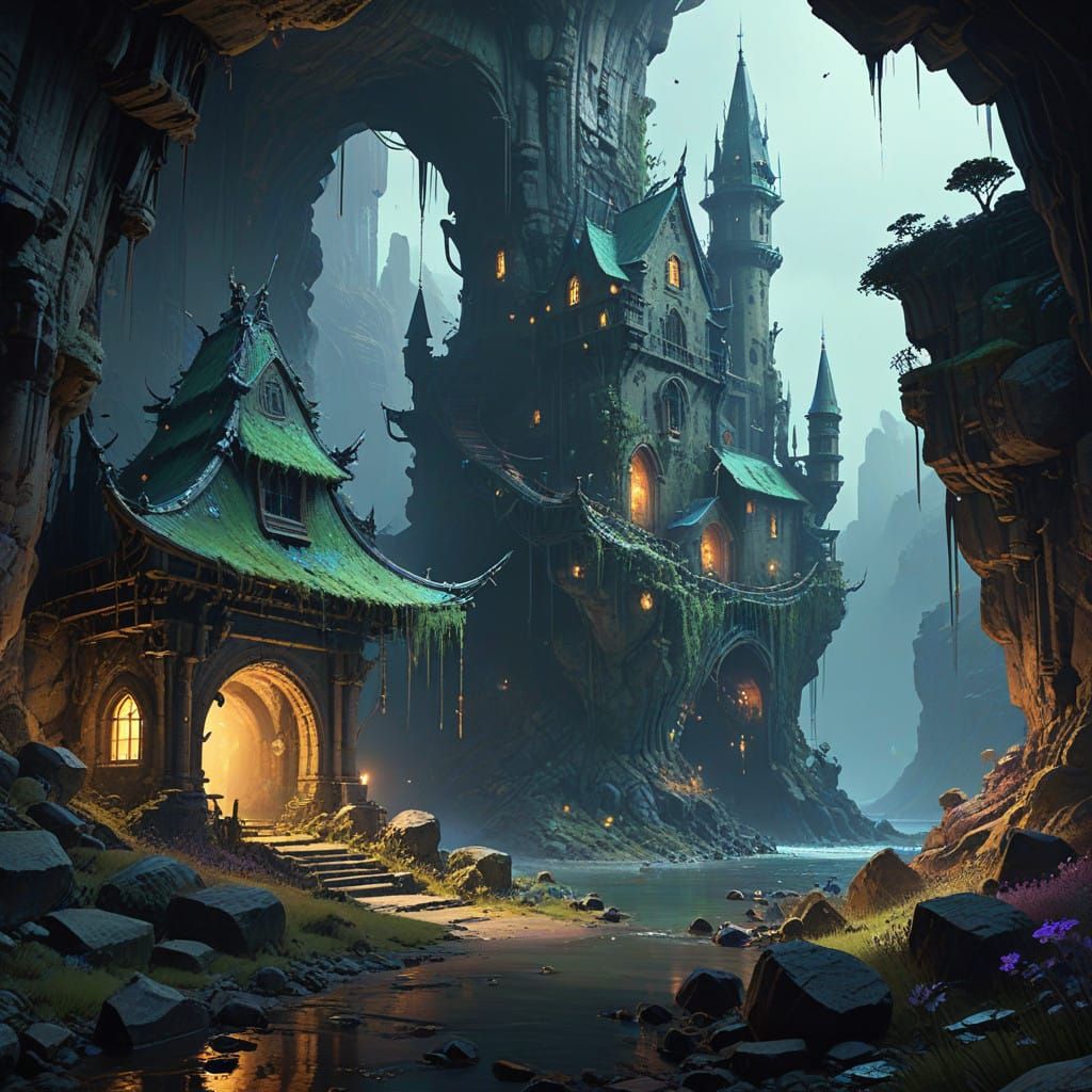 Ancient Crystalline Caves in Ethereal Glow