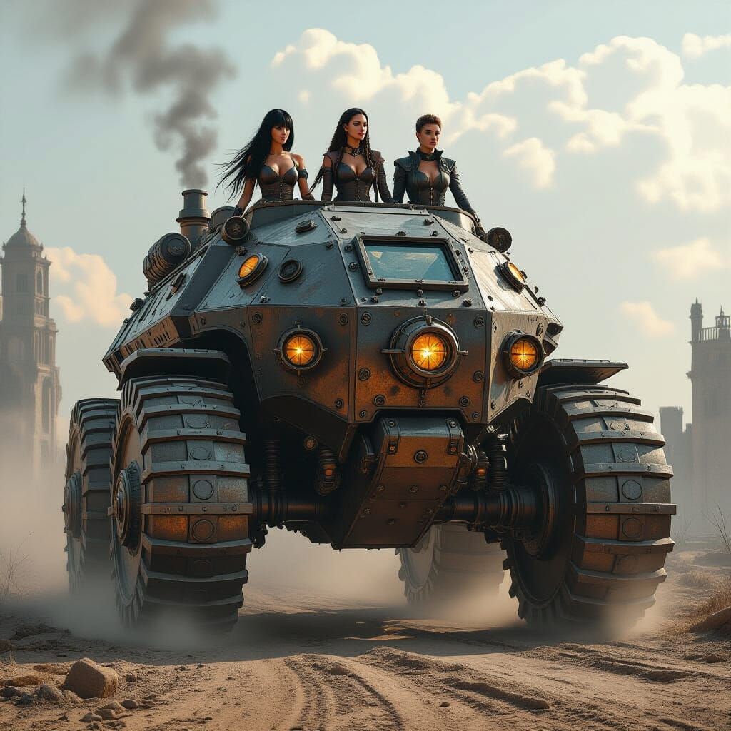 Steampunk Griffin Tank Fortress in Wasteland