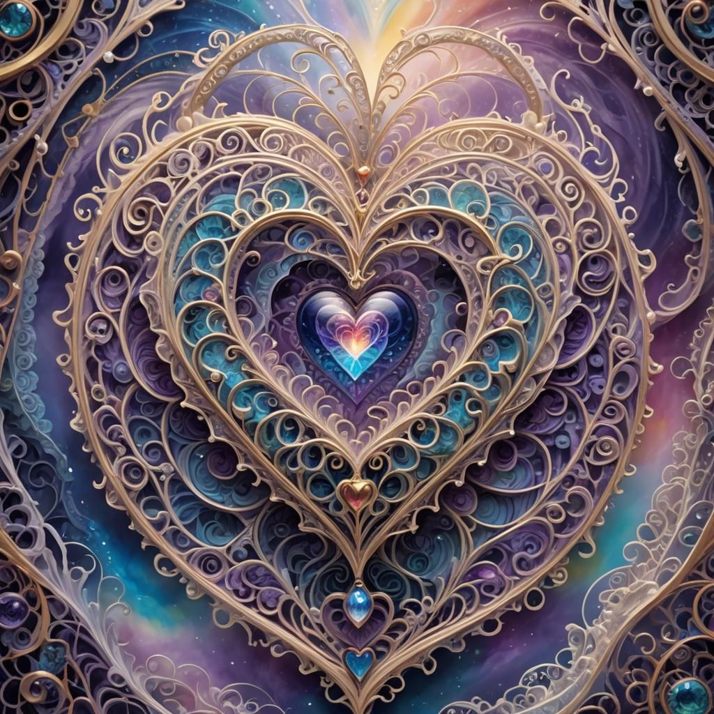 Lace Heart in Swirling Vortex: Fantasy Concept Art