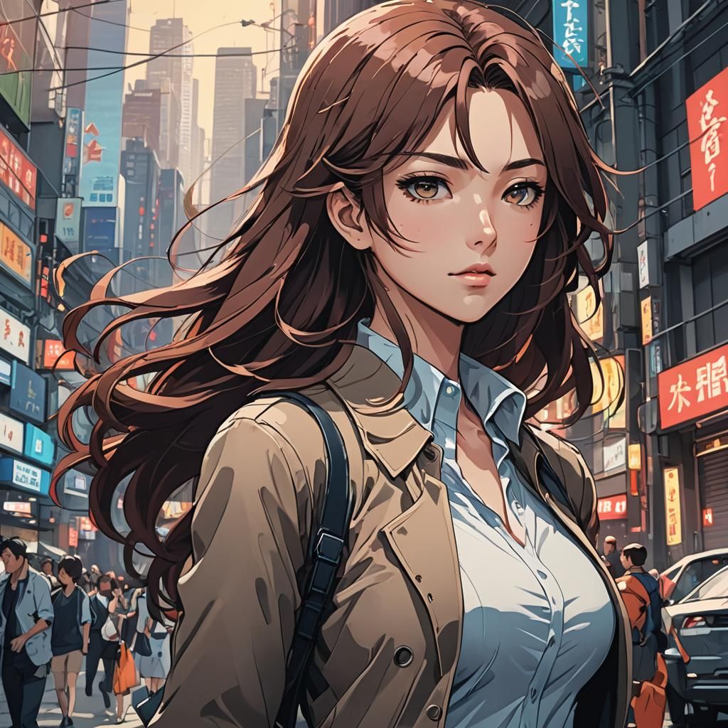 Independent Woman: Cel-Shaded Anime-Style Art