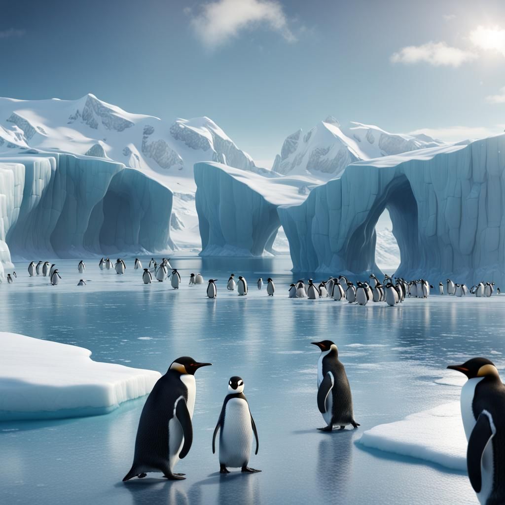 Penguins and Whales in Antarctica: Digital Matte Painting
