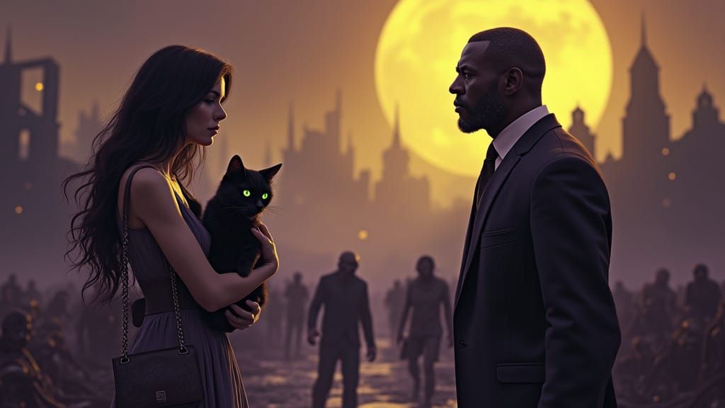 Woman in Dark Fantasy Confrontation