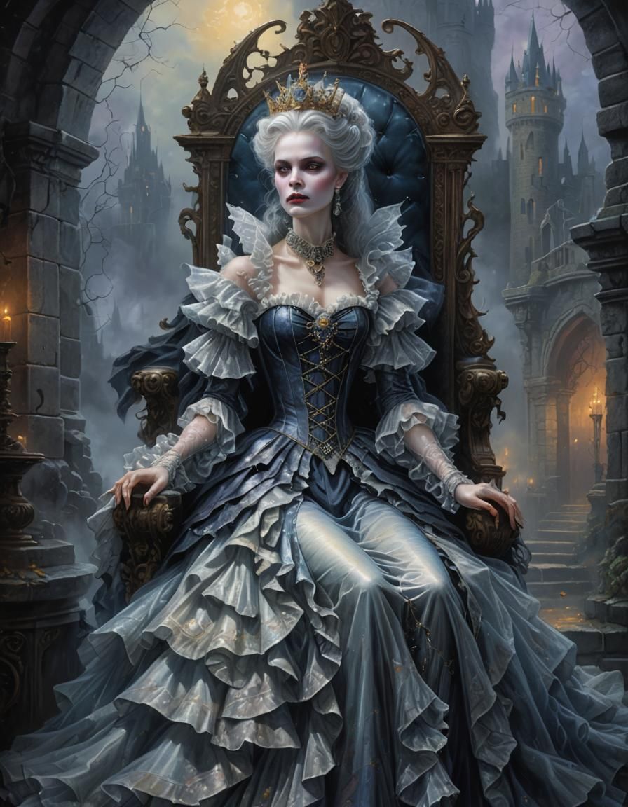 Ethereal Vampire Queen in Rococo Gown