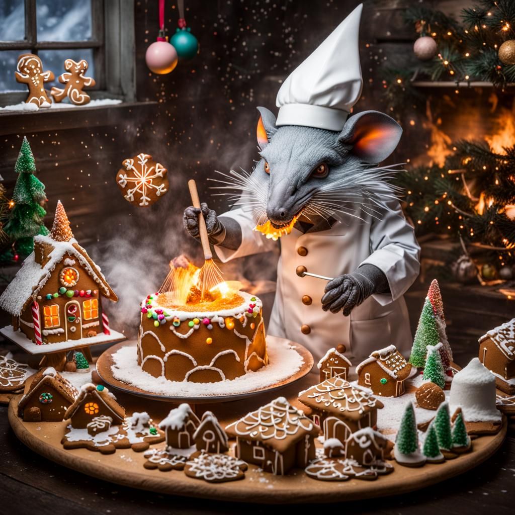 Mad Scientist Creating Life from a Gingerbread House