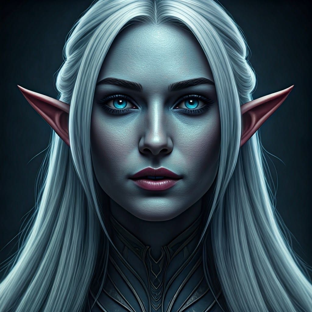 Elated Elf Portrait with Piercing Blue Accents