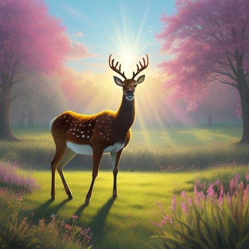 Deer in English Garden Paradise