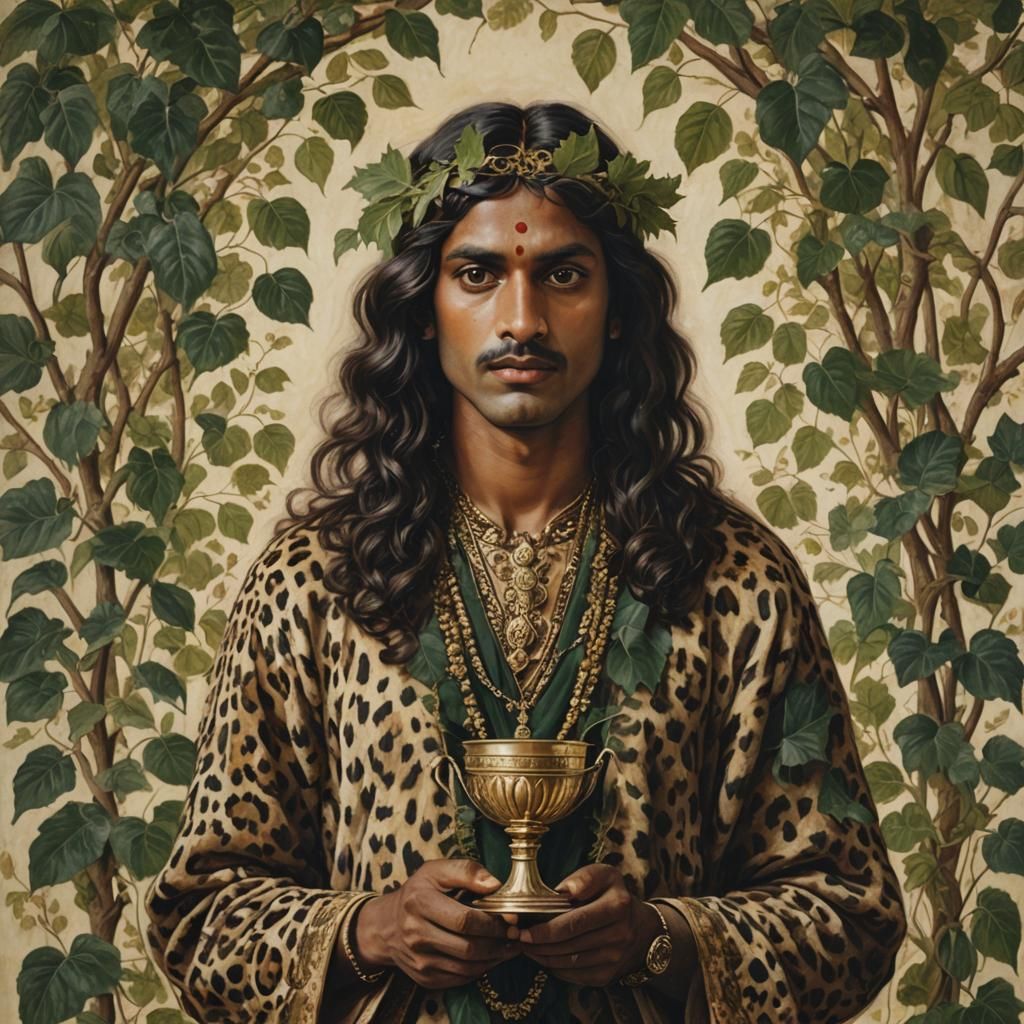 Indian Dionysus in Pre-Raphaelite Style